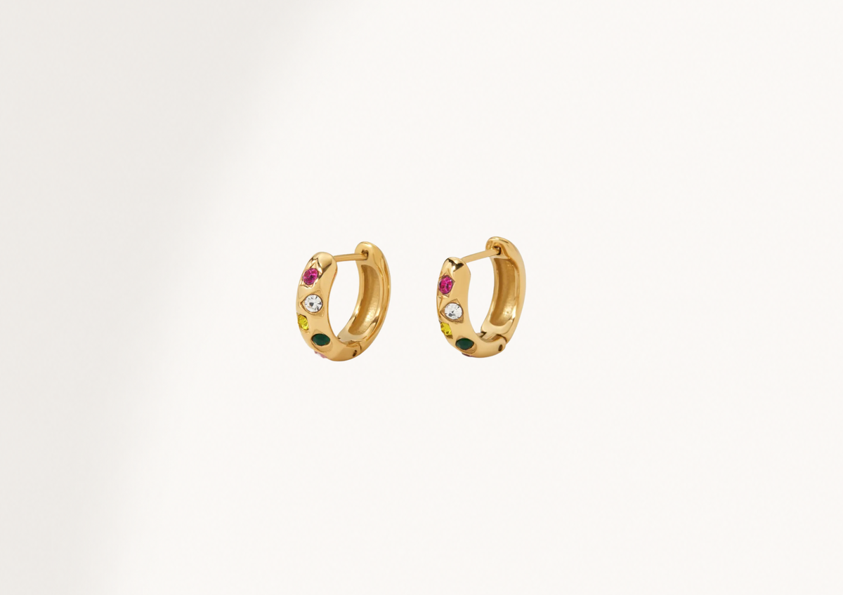 MULTICOLORED GEM HOOPS
