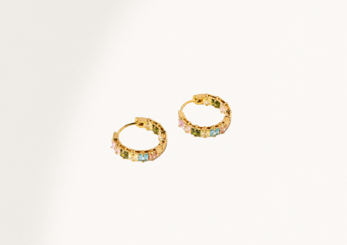RAINBOW HALO HOOP EARRINGS